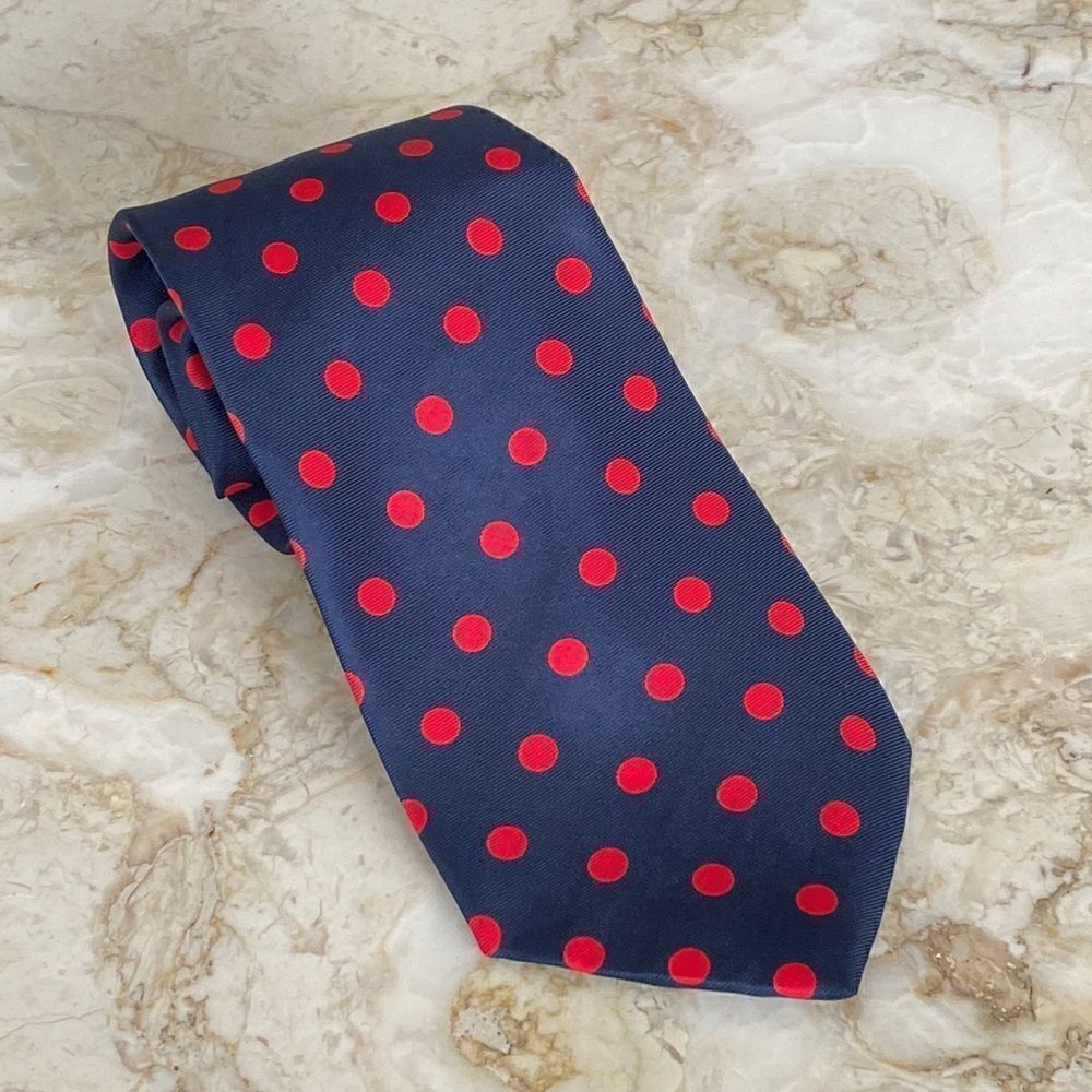Vintage Austin Reed 100% Silk Red Polka Dot Tie Mase in England